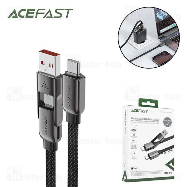 کابل Type-C به Type-C ایس فست ACEFAST C13-04 طول 1.2 متر توان 60 وات
