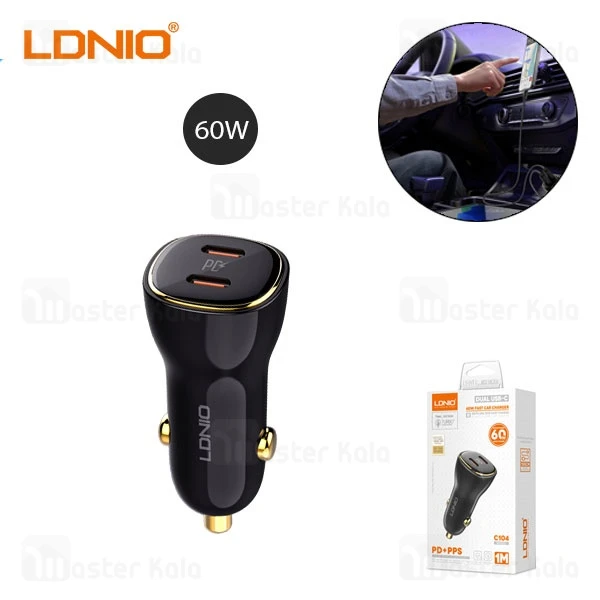 شارژر فندکی الدینیو Ldnio C104 توان 60 وات همراه با کابل