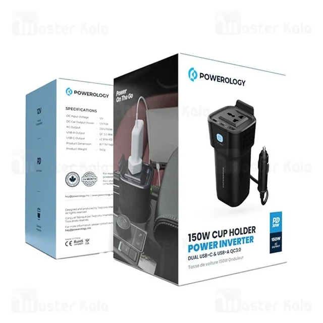 شارژر فندکی و چند راهی برق خودرو پاورولوژی Powerology 150W Power Inverter P150INVBK توان - تصویر 8