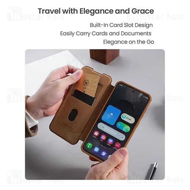 کیف چرمی نیلکین سامسونگ Samsung Galaxy S25 Edge Nillkin Qin Pro Leather Case دارای محافظ - تصویر 5