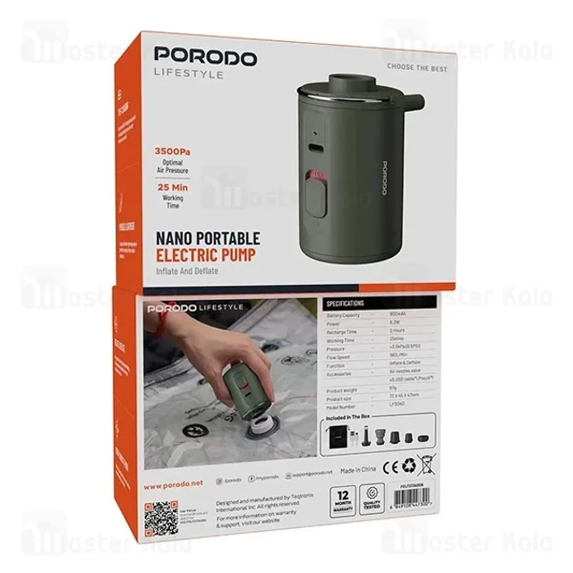 کمپرسور باد چند کاره پرودو Porodo Lifestyle Nano PDLFST040GN - تصویر 6