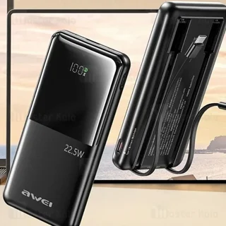پاوربانک 10000 اوی Awei P76K توان 22.5 وات با کابل متصل - تصویر 6