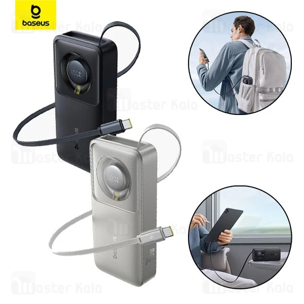 پاوربانک 10000 بیسوس Baseus NOMOS P10070900842-00 توان 30 وات با کابل تایپ سی جمع شونده