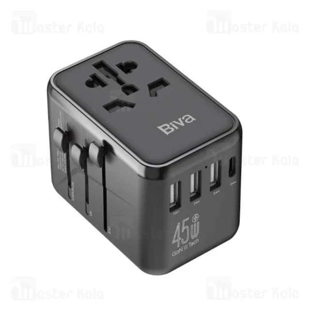 شارژر دیواری و مبدل برق بیوا Biva PS-09 GaN Universal Travel Adapter توان 45 وات - تصویر 2