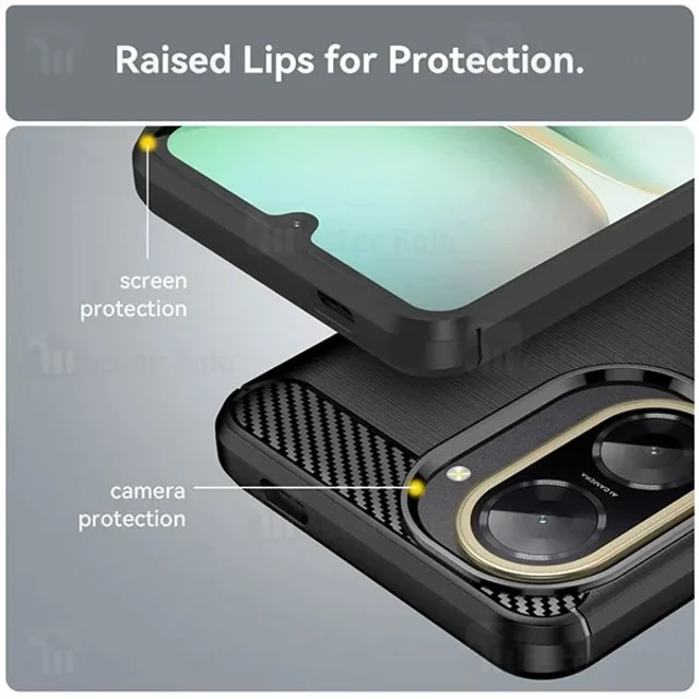 قاب فیبر کربنی شیائومی Xiaomi Redmi A5 / Poco C71 Rugged Armor Fiber Carbon - تصویر 4