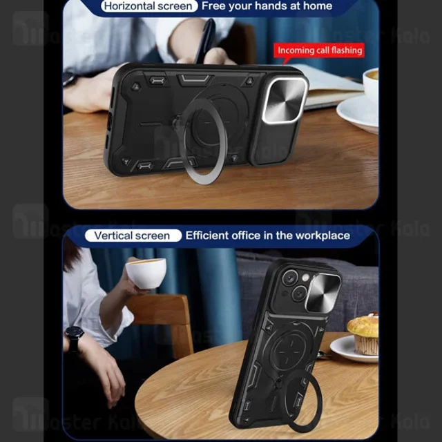 قاب ضد ضربه مگنتی Apple iPhone 15 Magnetic Support Case دارای محافظ دوربین - تصویر 6