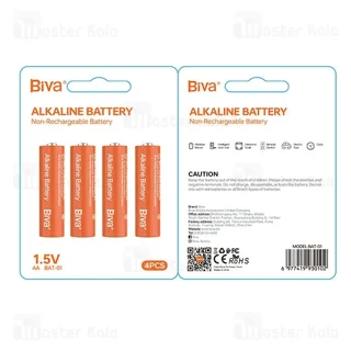 پک 4 تایی باتری قلمی بیوا Biva BAT-01 Alkaline Battery - تصویر 3