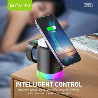 استند و شارژر وایرلس چندکاره باوین Bavin PC1033 توان 15 وات با قابلیت شارژ اپل واچ - تصویر 8