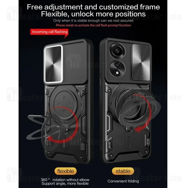 قاب ضد ضربه مگنتی اوپو Oppo A78 4G Magnetic Support Case دارای محافظ دوربین - تصویر 4