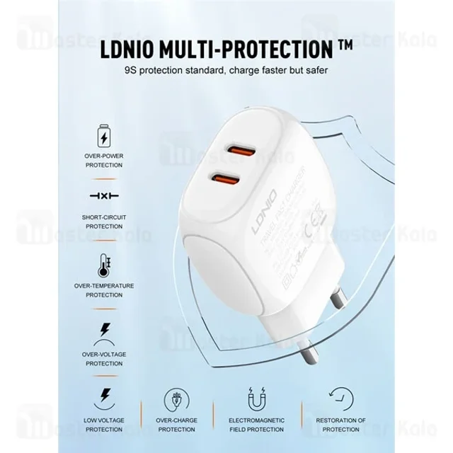 شارژر دیواری الدینیو LDNIO Q233 توان 30 وات همراه با کابل - تصویر 4