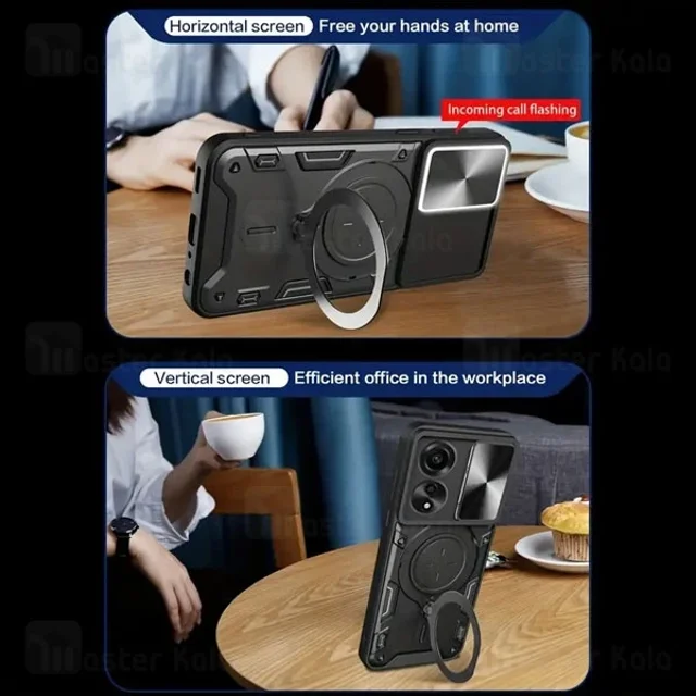 قاب ضد ضربه مگنتی اوپو Oppo A58 4G Magnetic Support Case دارای محافظ دوربین - تصویر 4