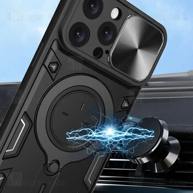 قاب ضد ضربه مگنتی Apple iPhone 16 Pro Max Magnetic Support Case دارای محافظ دوربین - تصویر 6
