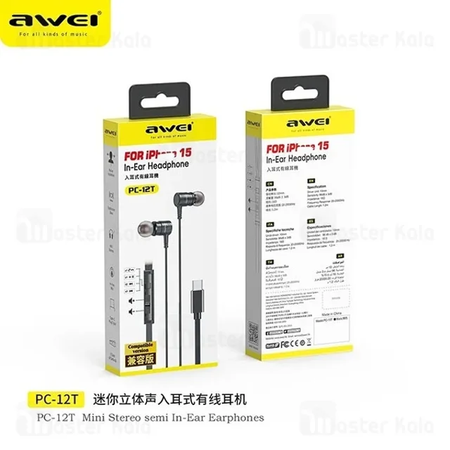 هندزفری سیمی Type C اوی Awei PC-12T مخصوص آیفون سری 15 و 16 - تصویر 3