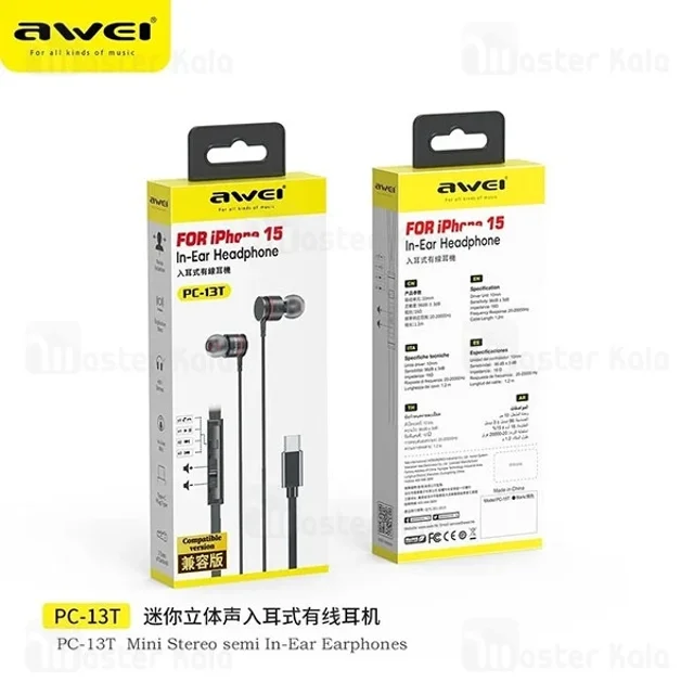 هندزفری سیمی Type C اوی Awei PC-13T مخصوص آیفون سری 15 و 16 - تصویر 3