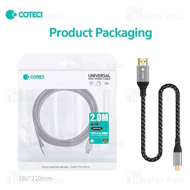کابل HDMI به Type C کوتتسی Coteetci 87411 طول 2 متر - تصویر 7