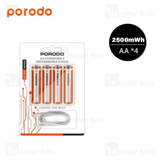 پک 4 تایی باتری قلمی شارژی پرودو Porodo PDAA25RB
