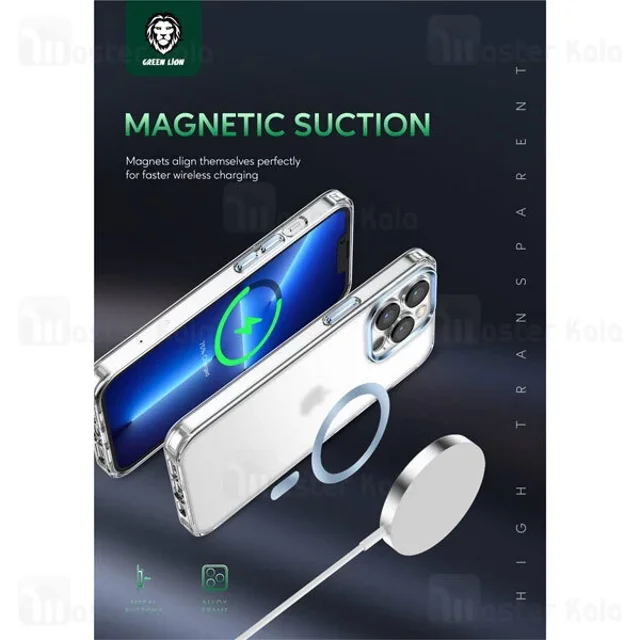 قاب محافظ مگ سیف گرین لاین آیفون Apple iPhone 13 Pro Green Lion Matt Magsafe 2 - تصویر 5