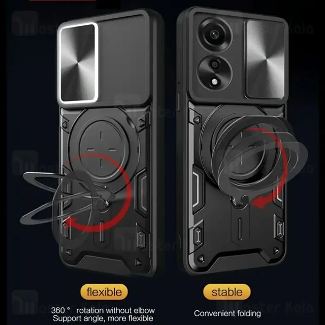 قاب ضد ضربه مگنتی اوپو Oppo A58 4G Magnetic Support Case دارای محافظ دوربین - تصویر 2