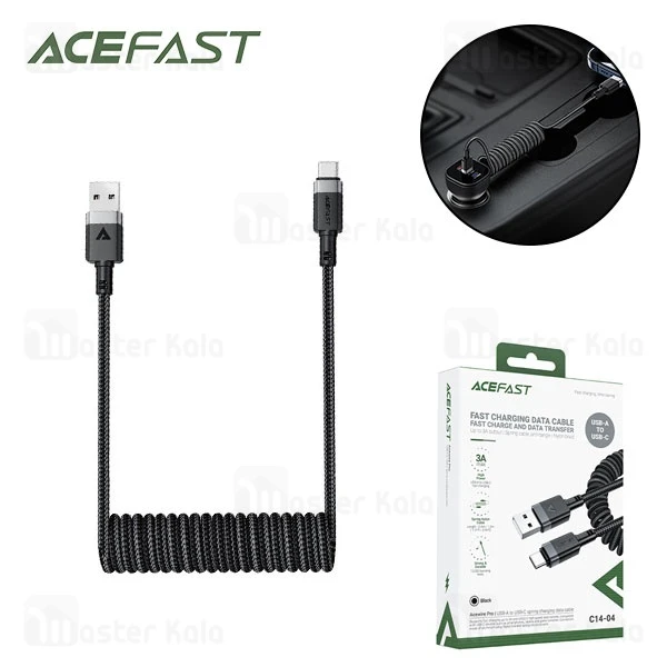 کابل Type-C فنری ایس فست ACEFAST C14-04 طول 1.2 متر توان 15 وات