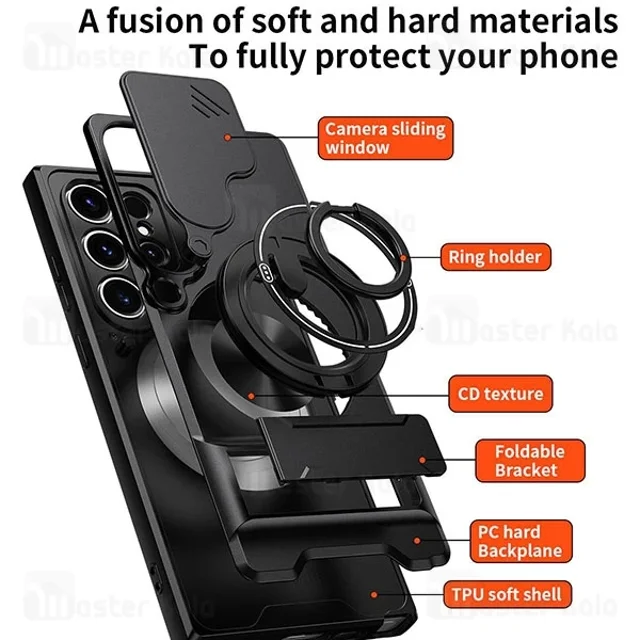 قاب ضد ضربه مگنتی Samsung Galaxy S22 ULTRA Magnetic Multifunctional Case دارای محافظ - تصویر 8