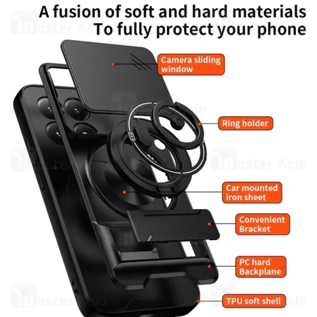 قاب ضد ضربه مگنتی Xiaomi 15T 5G Magnetic Multifunctional Case دارای محافظ دوربین - تصویر 8