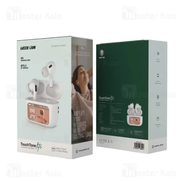 هندزفری بلوتوث گرین لاین Green Lion TouchTone Lite ANC GNTCHTLITWH دارای صفحه نمایش لمسی - تصویر 4
