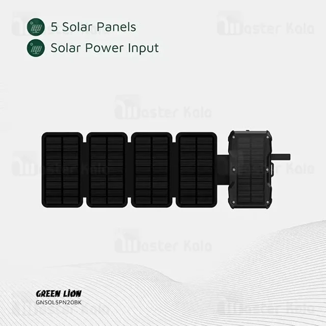 پاوربانک خورشیدی 20000 گرین لاین Green Lion Solar 5 Panel PD20W GL-PX27 GNSOL5PN20BK توان - تصویر 3