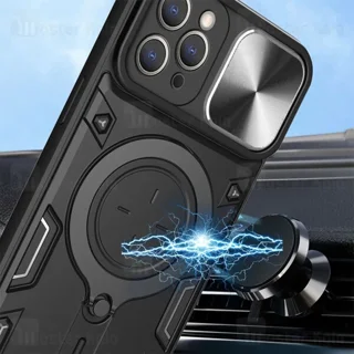 قاب ضد ضربه مگنتی Apple iPhone 12 Pro Max Magnetic Support Case دارای محافظ دوربین - تصویر 5