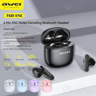 هندزفری مکالمه اوی T68 ENC با شارژدهی 7 ساعت