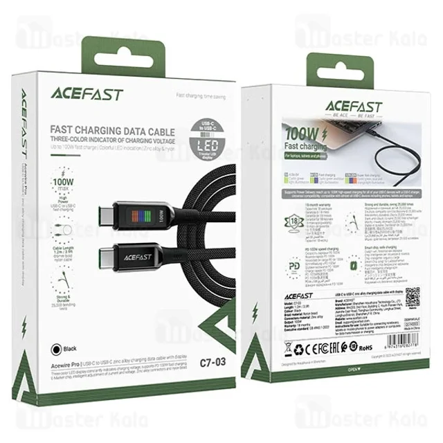 کابل Type-C به Type-C ایس فست ACEFAST C7-03 طول 1.2 متر توان 100 وات - تصویر 7