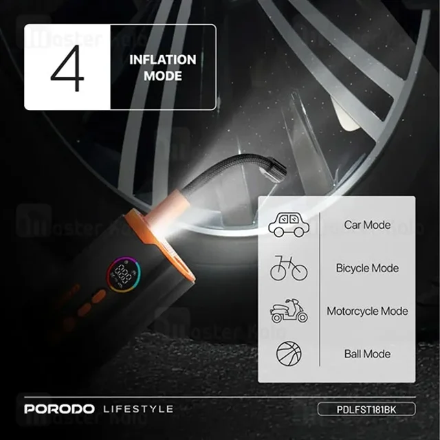 کمپرسور باد پرودو Porodo PD-LFST181 Lifestyle Air Inflator همراه با چراغ قوه - تصویر 6