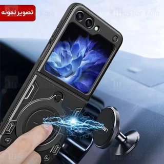 قاب ضد ضربه مگنتی Samsung Galaxy Z Flip 4 5G Magnetic Support Case دارای محافظ دوربین - تصویر 3