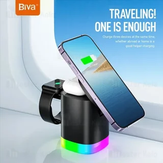 استند و شارژر وایرلس چندکاره مگنتی بیوا Biva WLC-12 3in1 Fast wireless Charger با امکان - تصویر 5