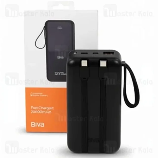 پاوربانک 20000 بیوا Biva BP-086 Power Bank توان 22.5 وات با کابل متصل - تصویر 3