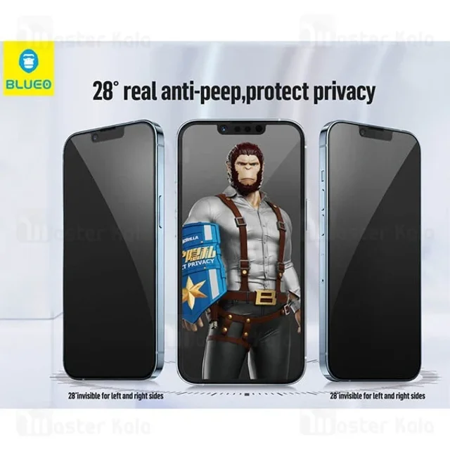 گلس حریم شخصی تمام صفحه تمام چسب Apple iPhone 14 Pro Max Blueo Privacy Glass - تصویر 8