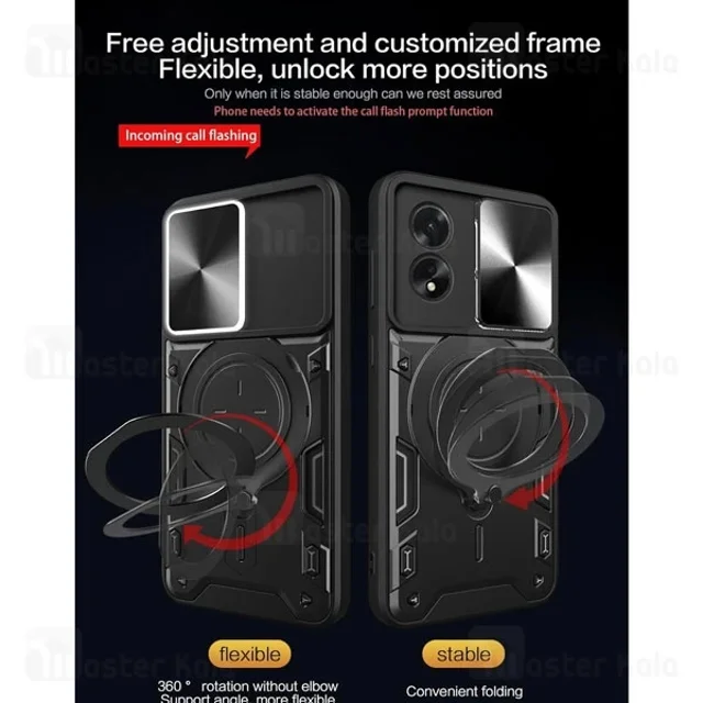 قاب ضد ضربه مگنتی اوپو Oppo A38 4G Magnetic Support Case دارای محافظ دوربین - تصویر 5