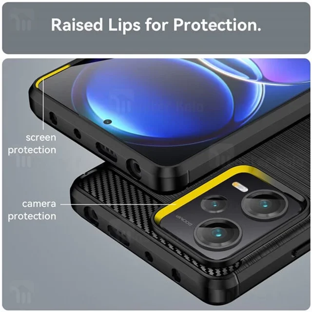 قاب فیبر کربنی شیائومی Xiaomi Redmi Note 12 Pro / Poco X5 Pro Rugged Armor Fiber Carbon - تصویر 3