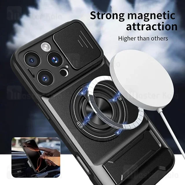 قاب ضد ضربه مگنتی Apple iPhone 16 Pro Magnetic Multifunctional Case دارای محافظ دوربین - تصویر 4
