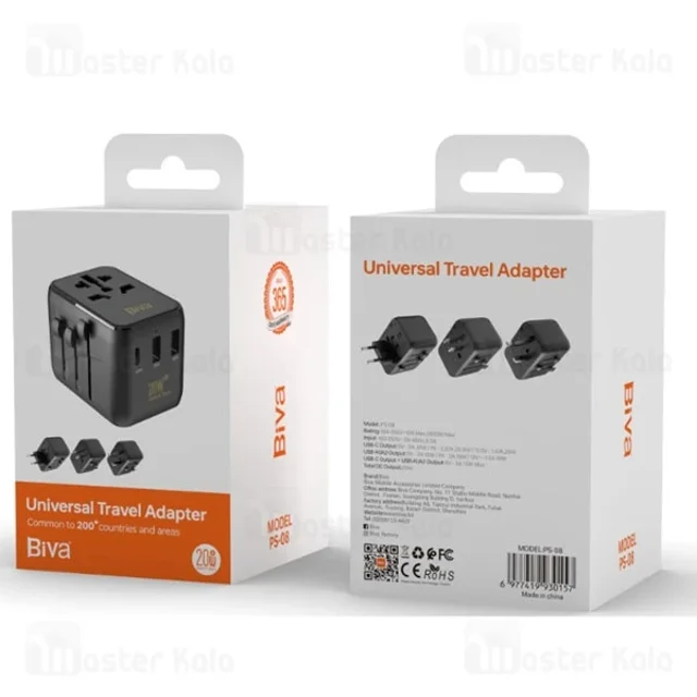 شارژر دیواری و مبدل برق بیوا Biva PS-08 GaN Universal Travel Adapter توان 20 وات - تصویر 4