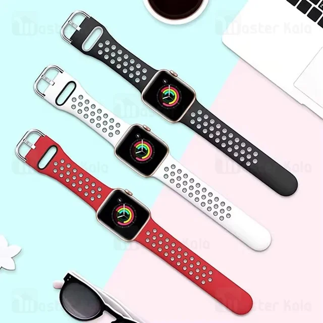 بند سیلیکونی طرح نایکی اپل واچ و ساعت HK سایز‌های 38 / 40 / 41 میلی متری Apple Watch / HK - تصویر 5