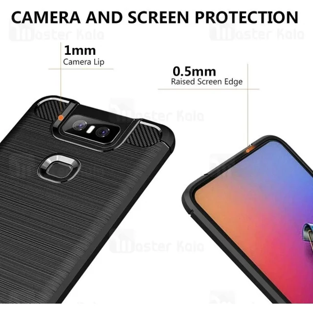 قاب محافظ ژله ای ایسوس Asus Zenfone 6 ZS630KL Rugged Armor Fiber Carbon - تصویر 6