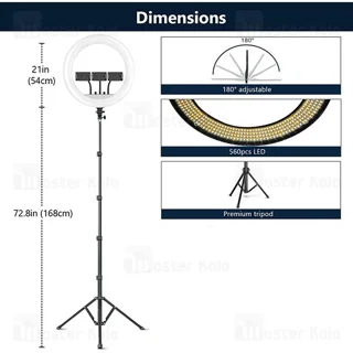رینگ لایت بیوا Biva RL-02 55W LED Soft Ring Light سایز 18 اینچ با سه پایه و 3 هولدر - تصویر 6