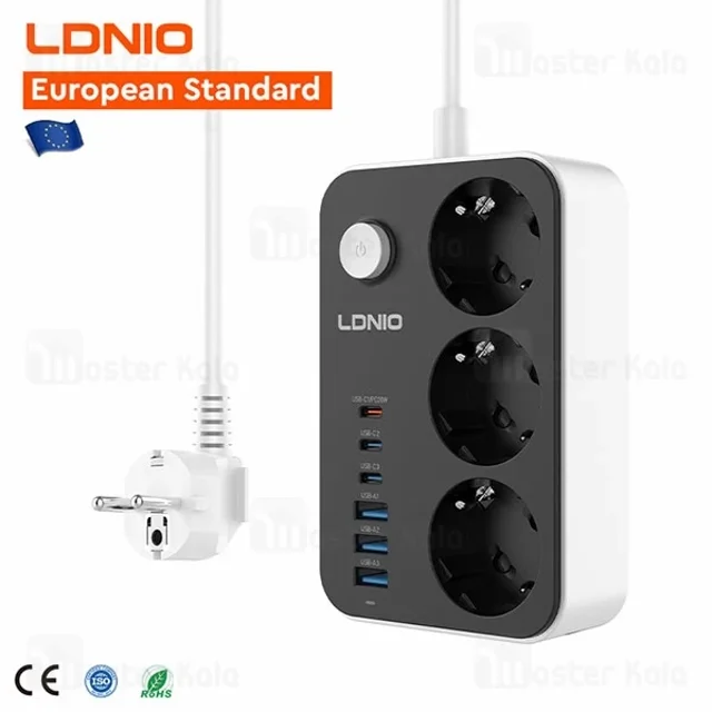 چند راهی برق و شارژر الدینیو LDNIO SE3631C دارای 6 پورت - تصویر 2