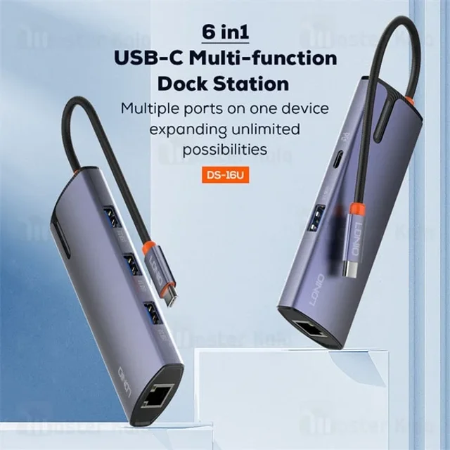 هاب 6 پورت تایپ سی الدینیو LDNIO DS-16U توان 100 وات - تصویر 3