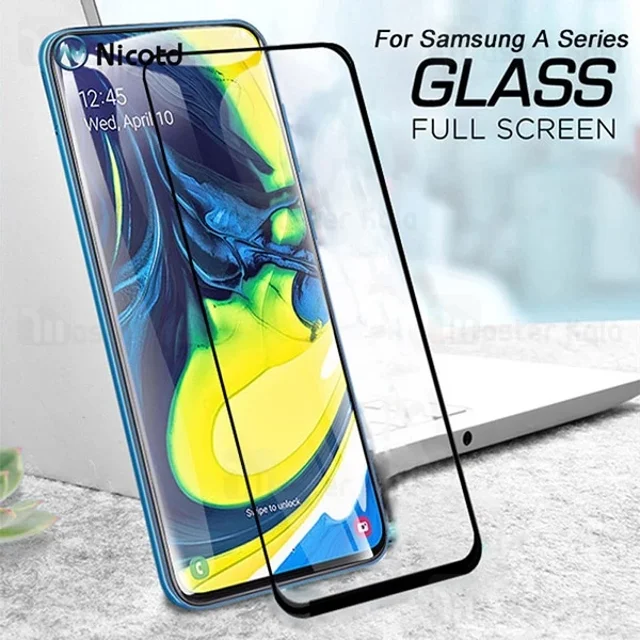 محافظ صفحه شیشه ای تمام صفحه تمام چسب سامسونگ Samsung Galaxy A80 / A90 Glass - تصویر 2