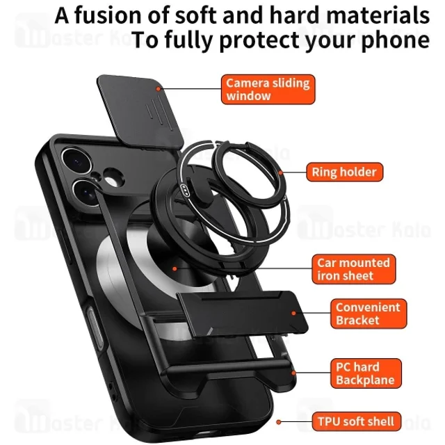 قاب ضد ضربه مگنتی Samsung Galaxy A07 4G Magnetic Multifunctional Case دارای محافظ دوربین - تصویر 4