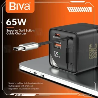 شارژر دیواری بیوا Biva HC-59 GaN Fast Charger توان 65 وات همراه با کابل جمع شونده - تصویر 5