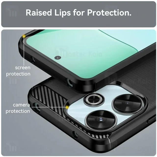 قاب فیبر کربنی شیائومی Xiaomi Redmi 13 4G / Poco M6 4G Rugged Armor Fiber Carbon - تصویر 4
