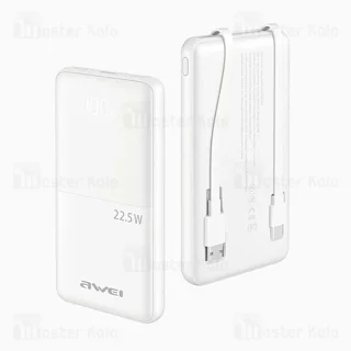 پاوربانک 10000 اوی Awei P76K توان 22.5 وات با کابل متصل - تصویر 3