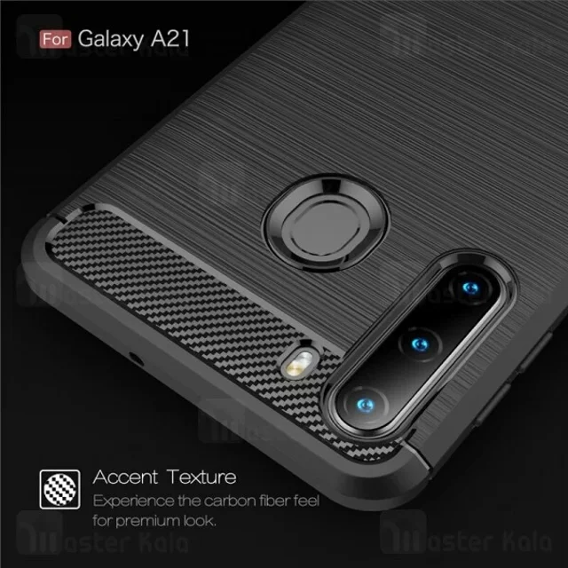 قاب محافظ ژله ای سامسونگ Samsung Galaxy A21 Rugged Armor Fiber Carbon - تصویر 4